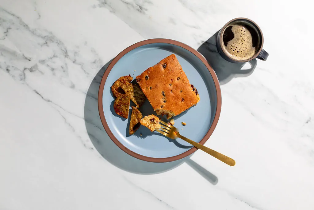 Almond Strawberry Protein Scone and Turkey Patties, a Forkful-style prepared meal